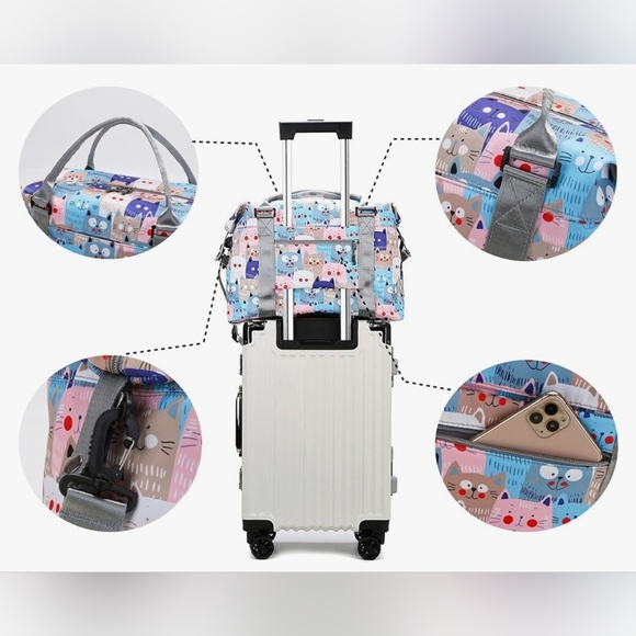CUTE CATS 🐈😻 WEEKENDER BAG Waterproof, Lightweight  travel duffle - Picture 3 of 9